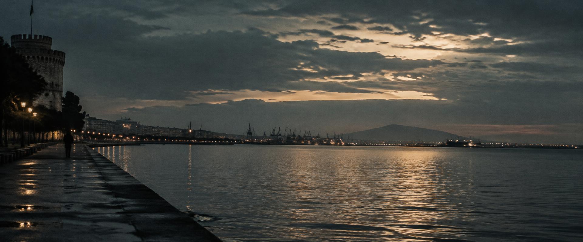 The Thessaloniki waterfront in the last light of evening
